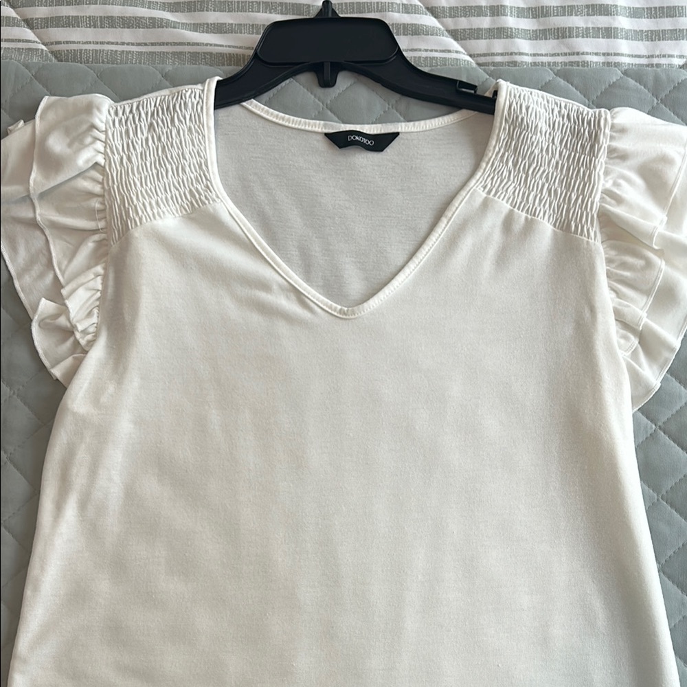 White V-Neck Top